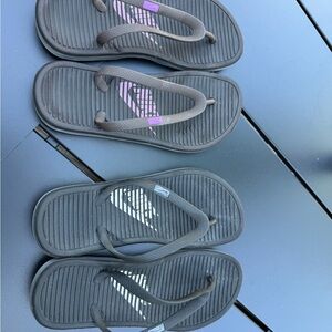Nike Black and Brown Flip Flops TWO PAIR
